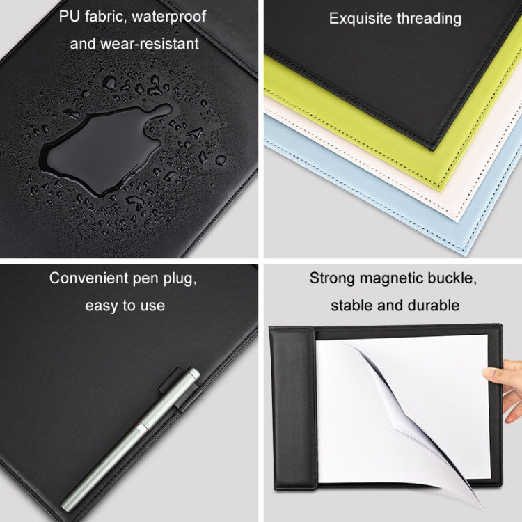 Leather A4 Meeting Clip Pad Business Office Document Clip Board Sticky Note Clip Writing Pad - Blue