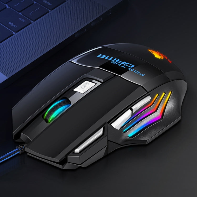 T-WOLF M1 7-keys RGB Atmosphere Light USB Gaming Wired Mouse - Black