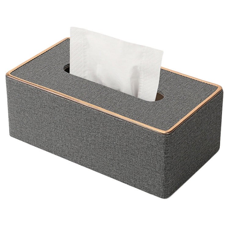 Home Decor Tissue Box Cover Desktop Gold Rim Faux Leather Napkin Holder Toilet Paper Storage Box, Size: Large
