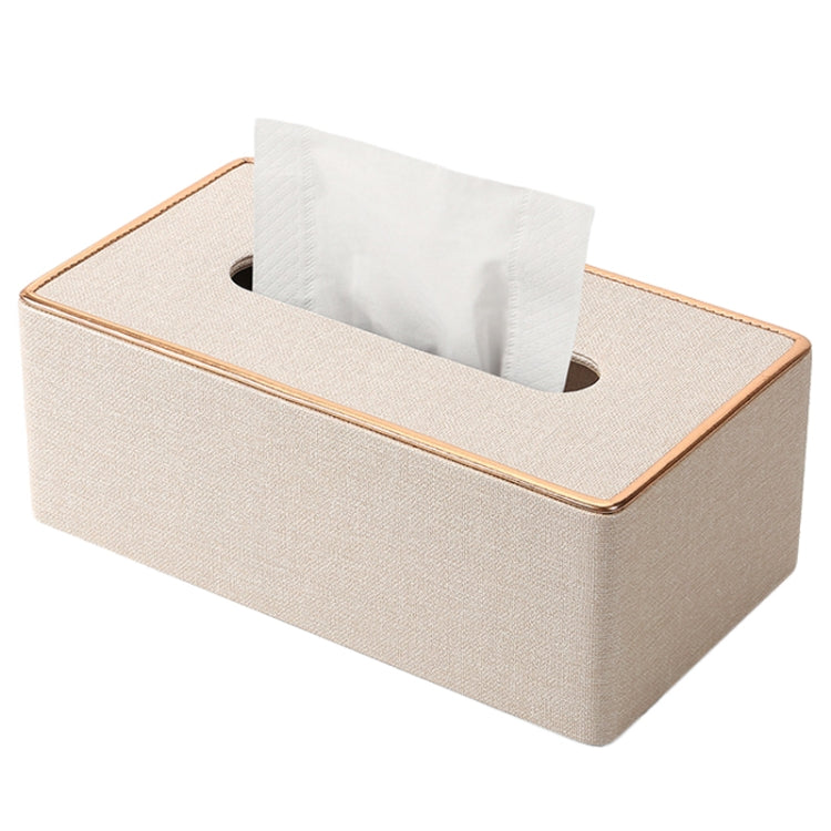 Home Decor Tissue Box Cover Desktop Gold Rim Faux Leather Napkin Holder Toilet Paper Storage Box, Size: Large