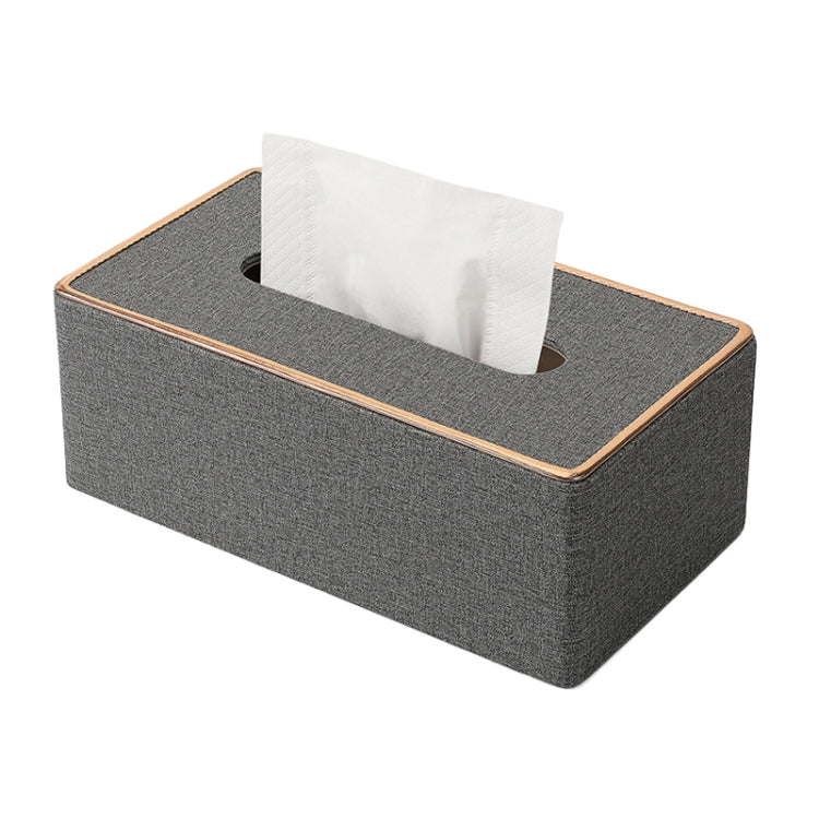 Home Decor Tissue Box Cover Desktop Gold Rim Faux Leather Napkin Holder Toilet Paper Storage Box, Size: Medium