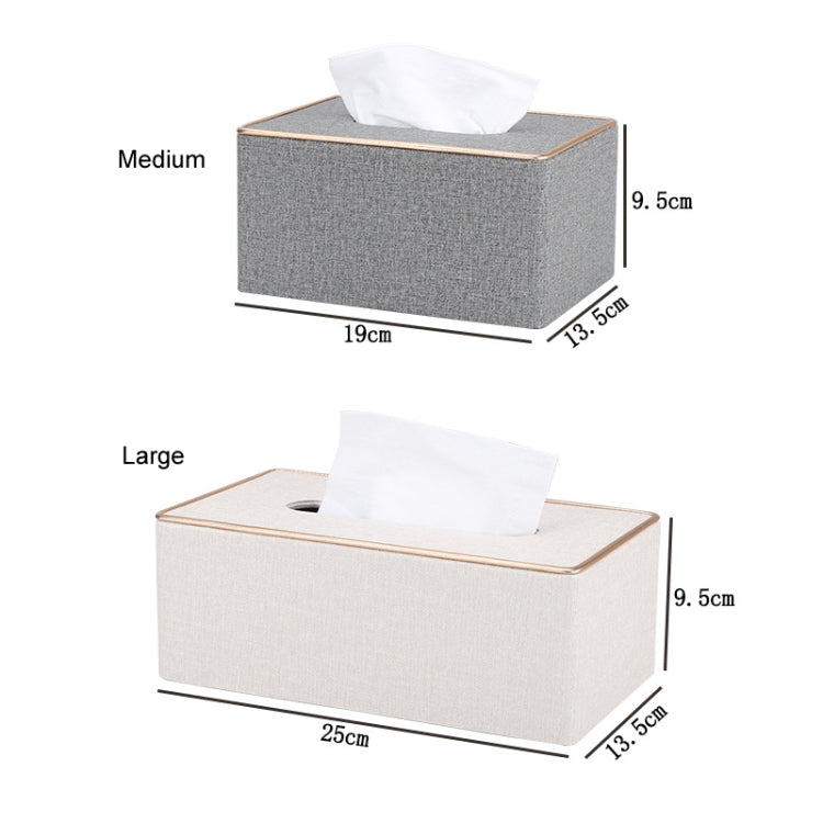 Home Decor Tissue Box Cover Desktop Gold Rim Faux Leather Napkin Holder Toilet Paper Storage Box, Size: Large