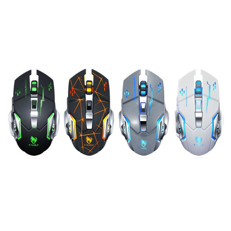 T-WOLF Q13 2.4GHz 6-keys RGB Colorful Light Gaming Wireless Mouse, Color: Dual Mode Star Black