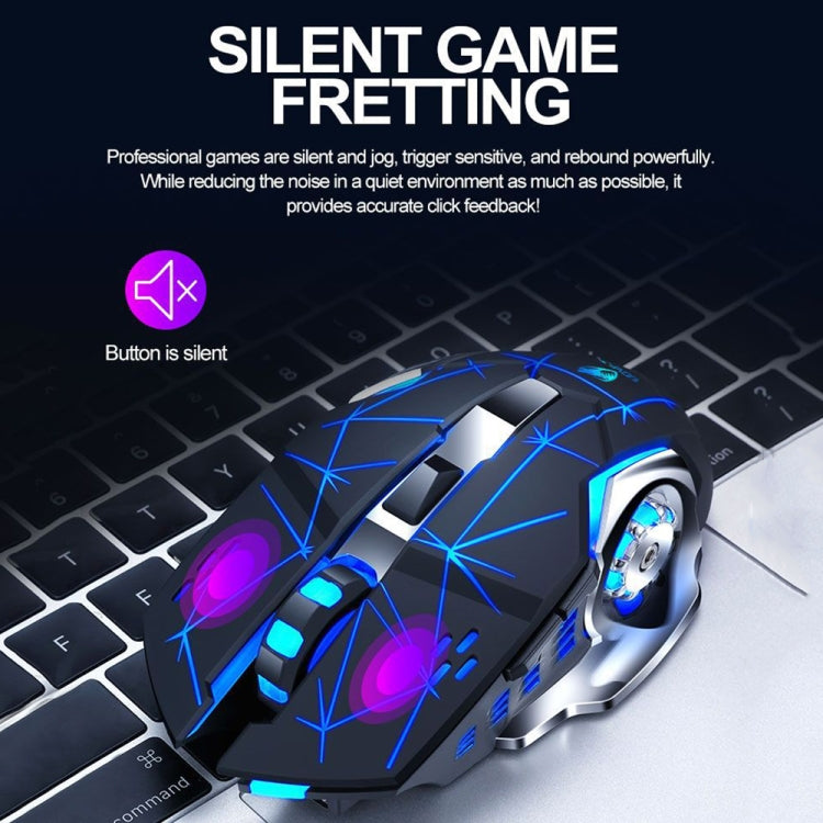 T-WOLF Q13 2.4GHz 6-keys RGB Colorful Light Gaming Wireless Mouse, Color: Single Mode Gray