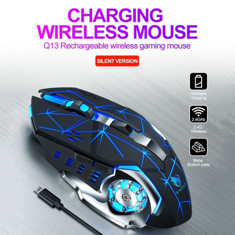 T-WOLF Q13 2.4GHz 6-keys RGB Colorful Light Gaming Wireless Mouse, Color: Single Mode Star Black