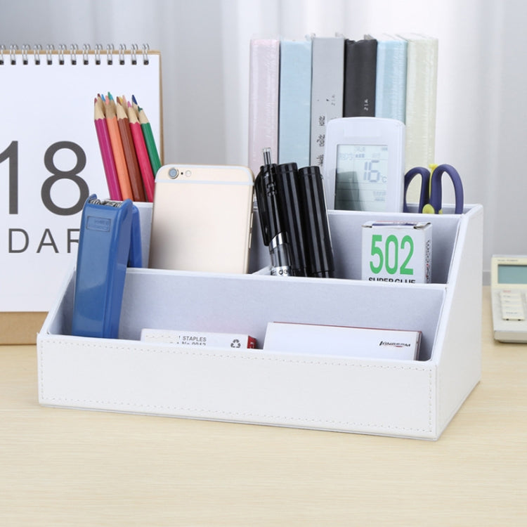 Desktop Stationery Box Multi-functional PU Leather Home Compartment Sundry Organizer Storage Box, Size: 24x13.5x12cm