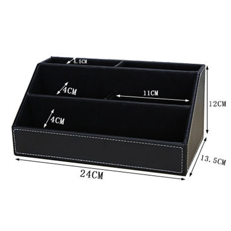 Desktop Stationery Box Multi-functional PU Leather Home Compartment Sundry Organizer Storage Box, Size: 24x13.5x12cm