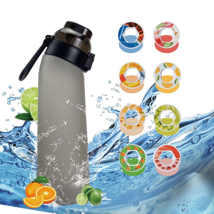 700ml Sports Water Bottle Tritan BPA Free Fruit Scent Water Cup With 8 Fragrance Rings - Black