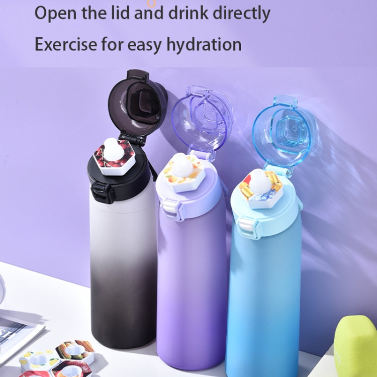 700ml Sports Water Bottle Tritan BPA Free Fruit Scent Water Cup With 8 Fragrance Rings - Black