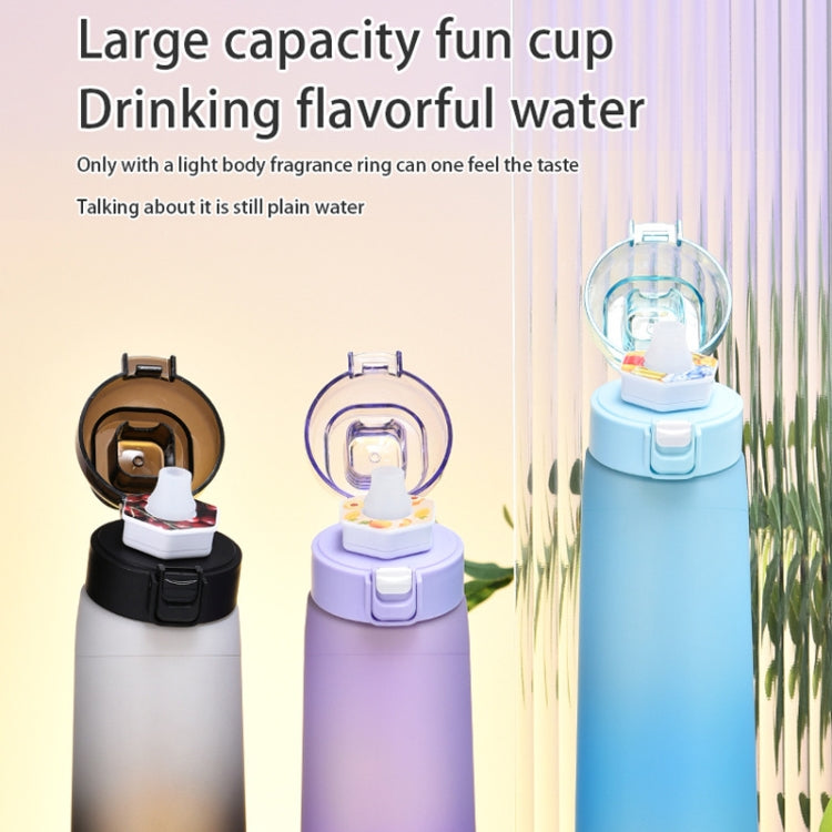 700ml Sports Water Bottle Tritan BPA Free Fruit Scent Water Cup With 8 Fragrance Rings - Black