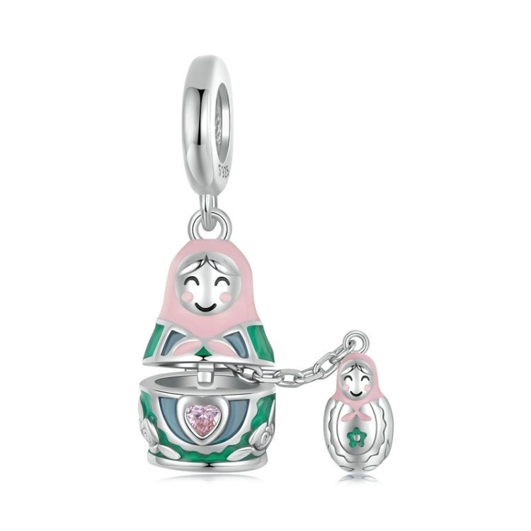 S925 Sterling Silver Platinum-Plated Cute Doll Pendant Jewelry Beads - SCC2901