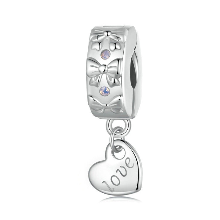 S925 Sterling Silver Platinum-Plated Bow Heart Positioning Buckle Bracelet Accessories Beaded - SCC2903