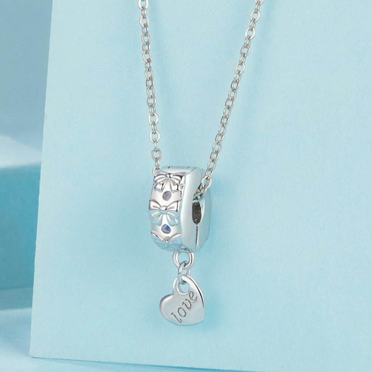 S925 Sterling Silver Platinum-Plated Bow Heart Positioning Buckle Bracelet Accessories Beaded - SCC2903