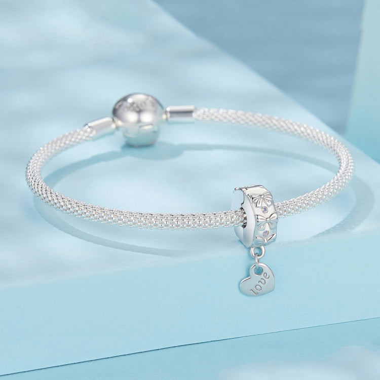 S925 Sterling Silver Platinum-Plated Bow Heart Positioning Buckle Bracelet Accessories Beaded - SCC2903