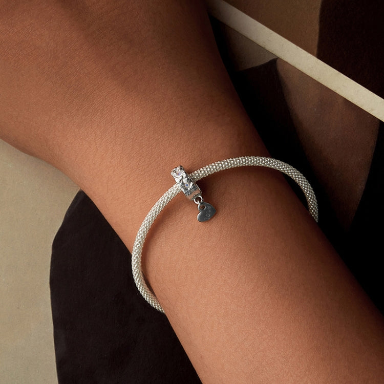 S925 Sterling Silver Platinum-Plated Bow Heart Positioning Buckle Bracelet Accessories Beaded - SCC2903