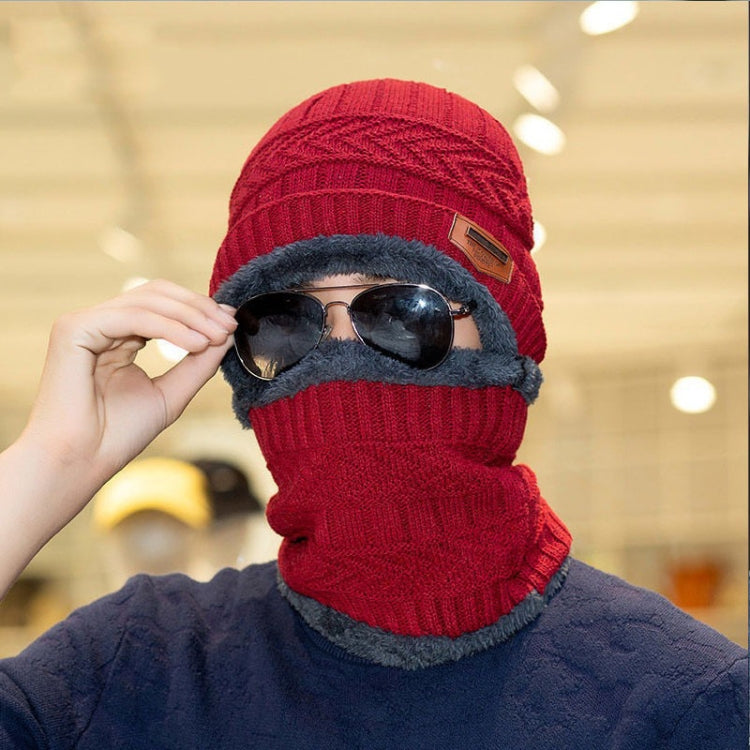 Fall Winter Men Soft Knitted Woolen Hat Fleece Warm Anti-Cold Riding Scarf Hat Neck Protect Cap, Size: Average