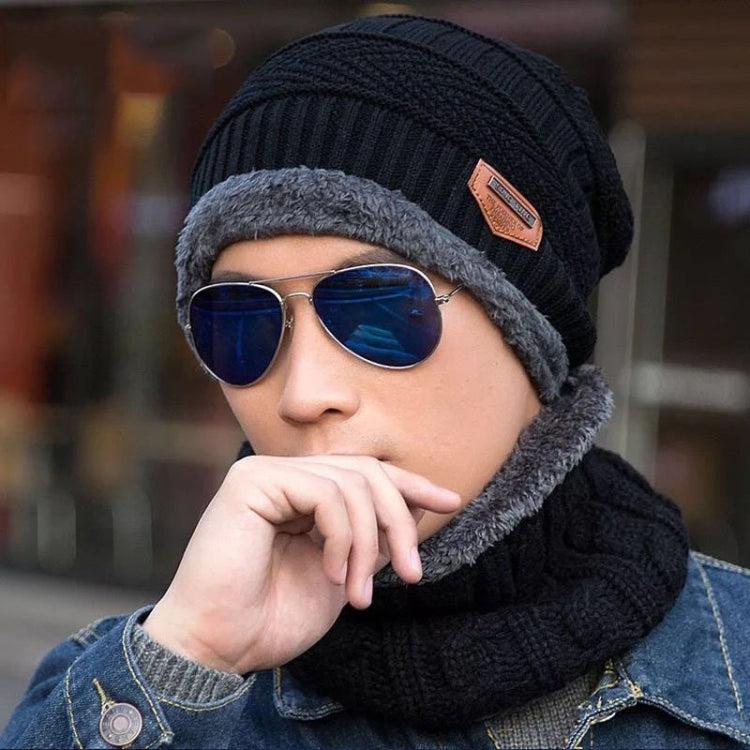 Fall Winter Men Soft Knitted Woolen Hat Fleece Warm Anti-Cold Riding Scarf Hat Neck Protect Cap, Size: Average