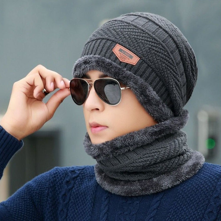 Fall Winter Men Soft Knitted Woolen Hat Fleece Warm Anti-Cold Riding Scarf Hat Neck Protect Cap, Size: Average