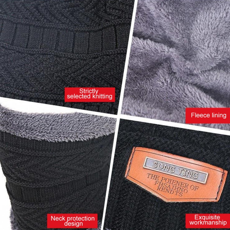 Fall Winter Men Soft Knitted Woolen Hat Fleece Warm Anti-Cold Riding Scarf Hat Neck Protect Cap, Size: Average