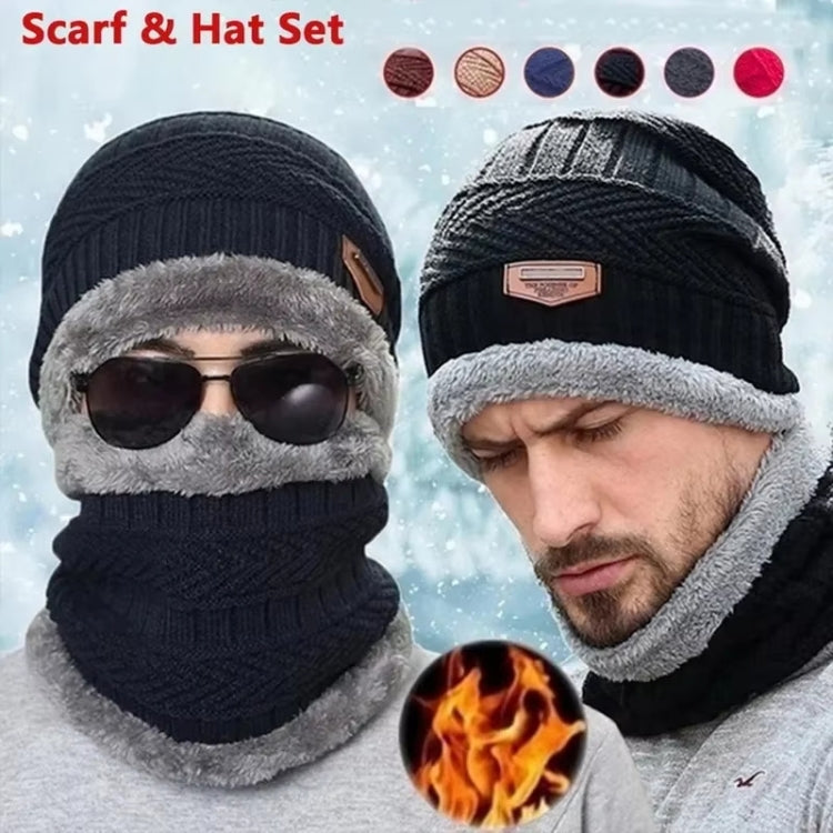 Fall Winter Men Soft Knitted Woolen Hat Fleece Warm Anti-Cold Riding Scarf Hat Neck Protect Cap, Size: Average