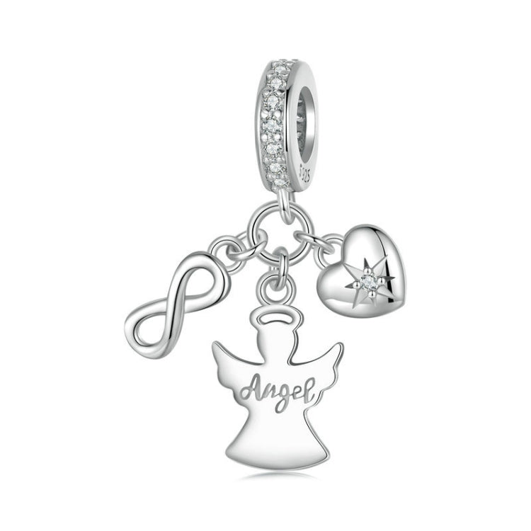 S925 Sterling Silver Platinum-plated Guardian Angel Good Luck Pendant Jewelry Beads - SCC2902
