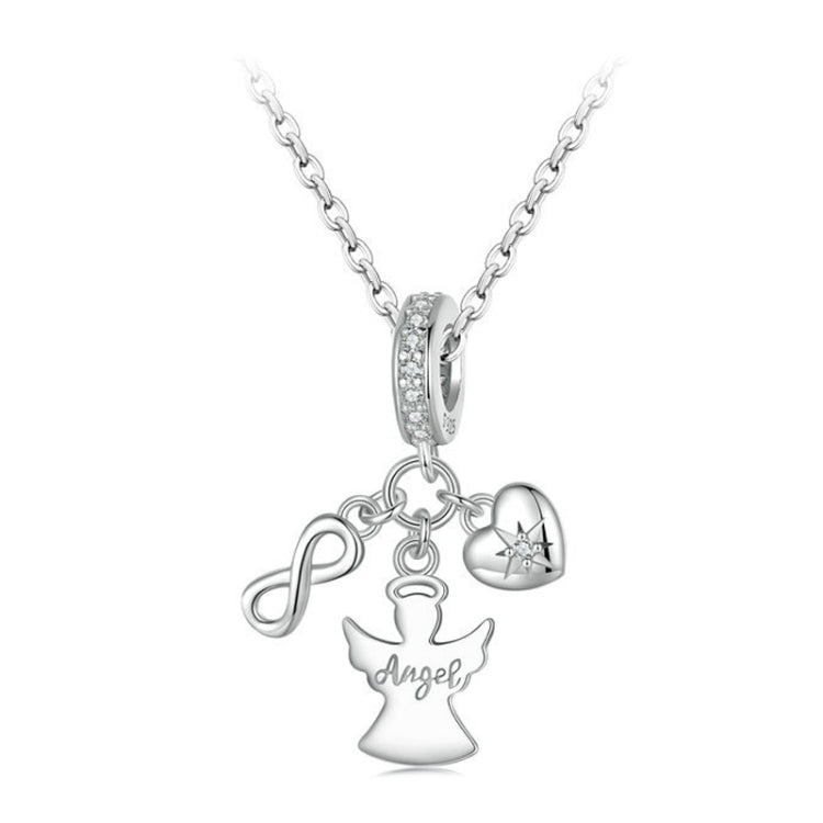S925 Sterling Silver Platinum-plated Guardian Angel Good Luck Pendant Jewelry Beads - SCC2902