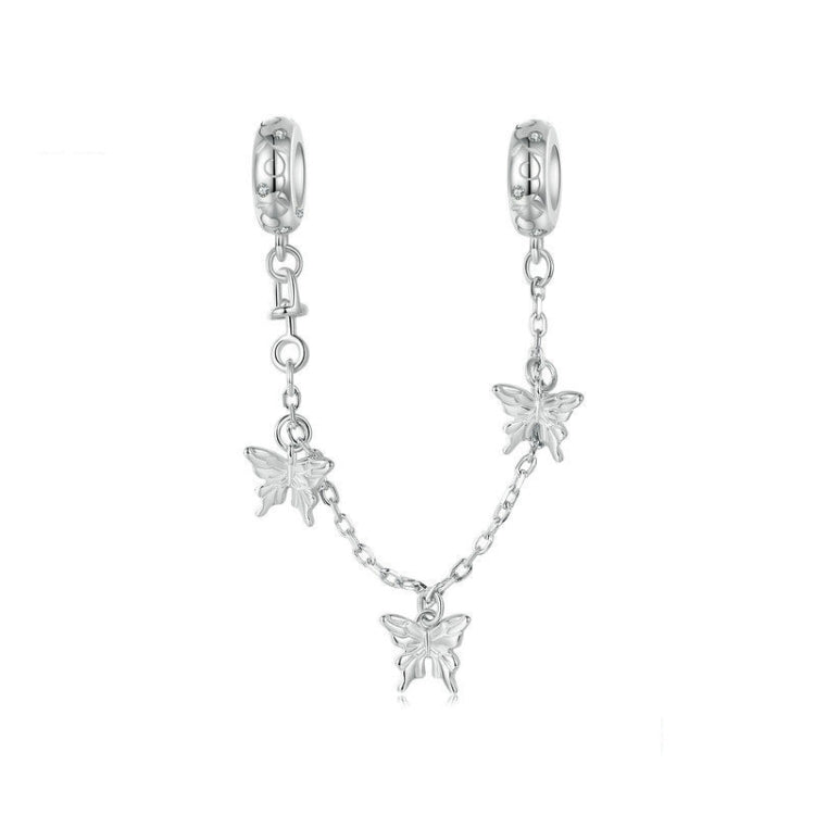 S925 Sterling Silver Platinum-Plated Butterfly Safety Chain Bracelet Bead Accessories - SCC2829