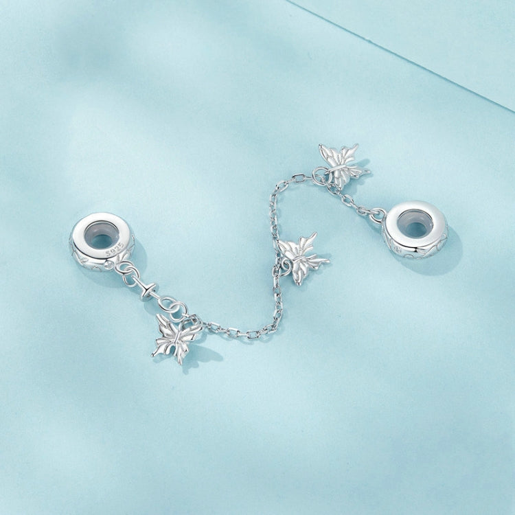 S925 Sterling Silver Platinum-Plated Butterfly Safety Chain Bracelet Bead Accessories - SCC2829
