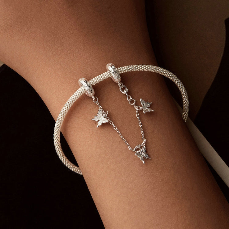 S925 Sterling Silver Platinum-Plated Butterfly Safety Chain Bracelet Bead Accessories - SCC2829