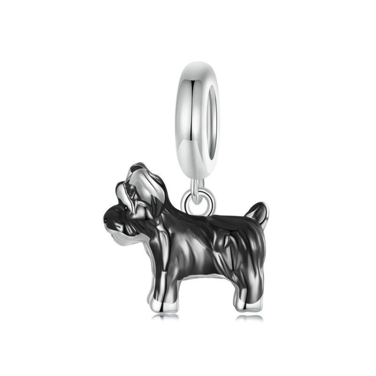 S925 Sterling Silver Gold Plated Cute Schnauzer Pendant Bracelet Beads - SCC2835