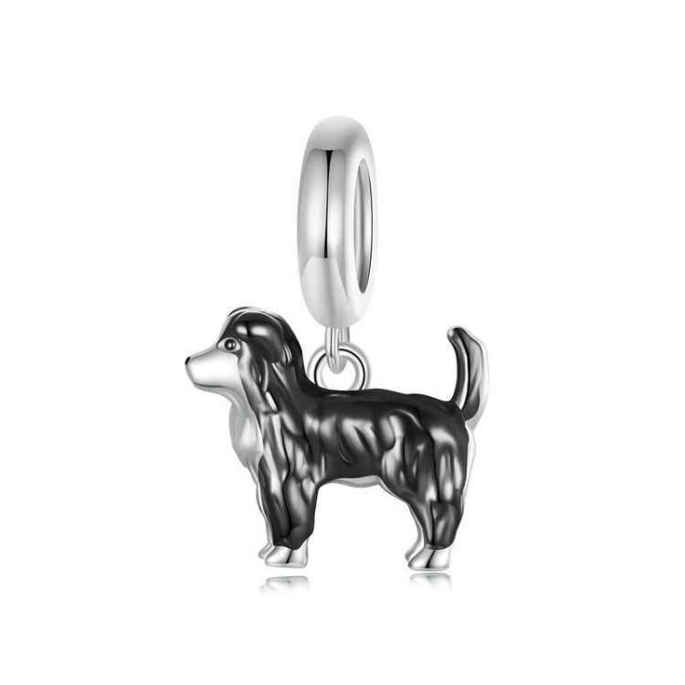 S925 Sterling Silver Gold Plated Cute Border Collie Pendant Bracelet Beads - SCC2836