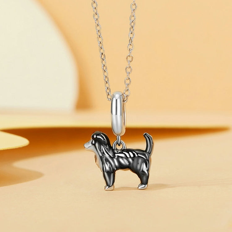 S925 Sterling Silver Gold Plated Cute Border Collie Pendant Bracelet Beads - SCC2836