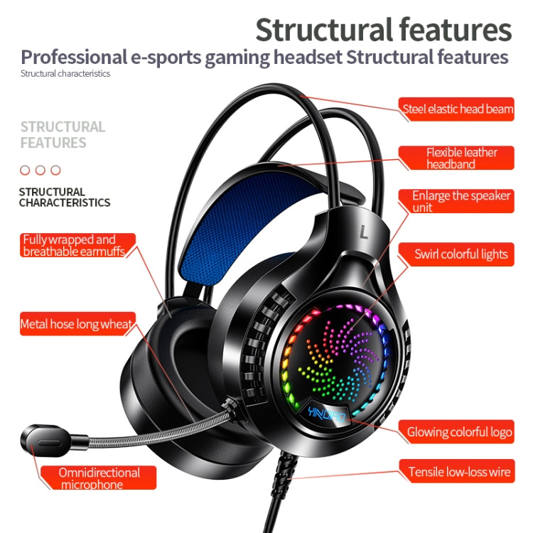 YINDIAO Q7 Colorful Light Computer Wired Headset USB Gaming Headset USB7.1 Sound Card Pink