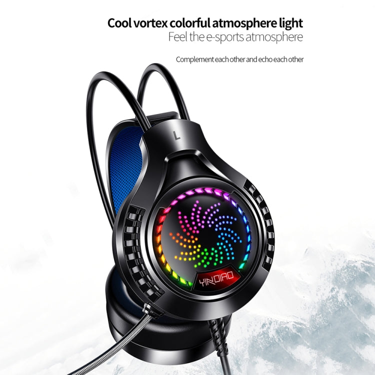 YINDIAO Q7 Colorful Light Computer Wired Headset USB Gaming Headset USB7.1 Sound Card Black