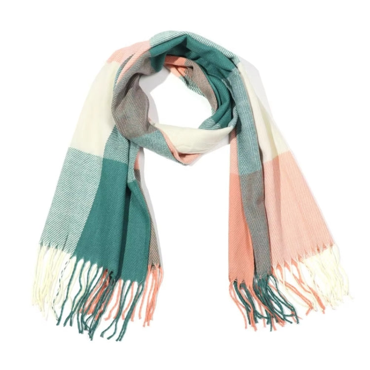 200cm Winter Plaid Faux Cashmere Scarf Women Versatile Double-sided Long Warm Soft Scarf Shawl