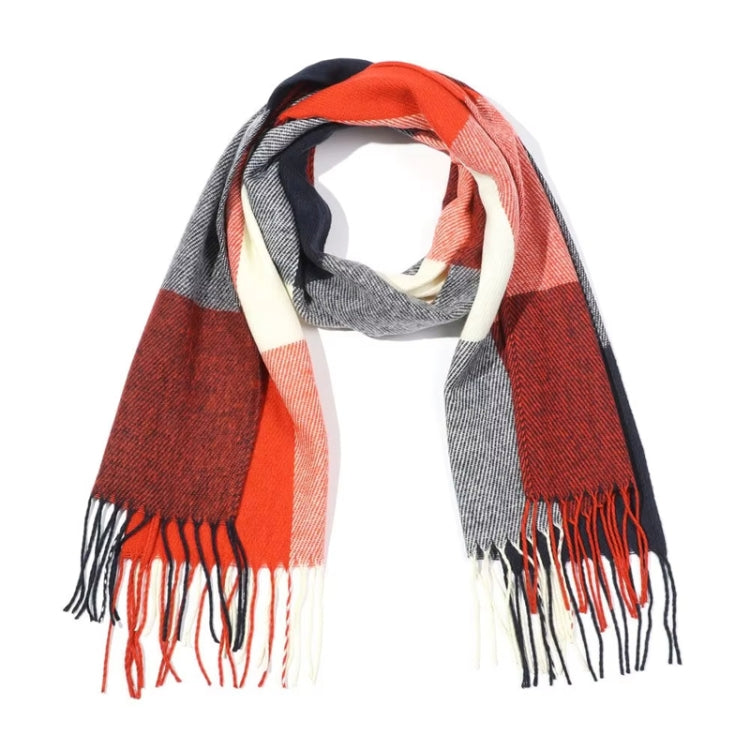 200cm Winter Plaid Faux Cashmere Scarf Women Versatile Double-sided Long Warm Soft Scarf Shawl