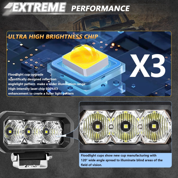 E23 40W 9V-30V 5 Inch Waterproof 3-Eye Headlight