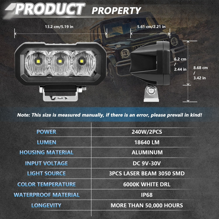E23 40W 9V-30V 5 Inch Waterproof 3-Eye Headlight