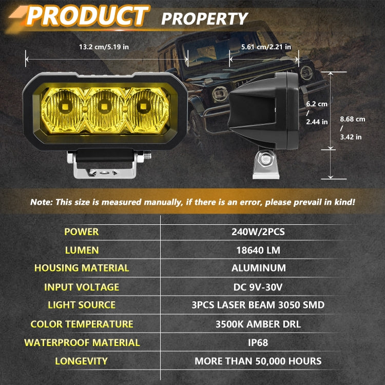 E23 40W 9V-30V 5 Inch Waterproof 3-Eye Headlight