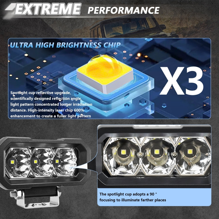 E23 40W 9V-30V 5 Inch Waterproof 3-Eye Headlight