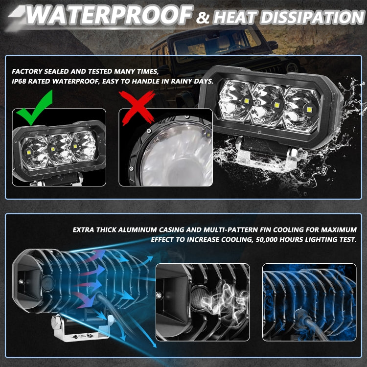 E23 40W 9V-30V 5 Inch Waterproof 3-Eye Headlight