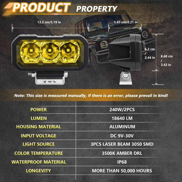 E23 40W 9V-30V 5 Inch Waterproof 3-Eye Headlight