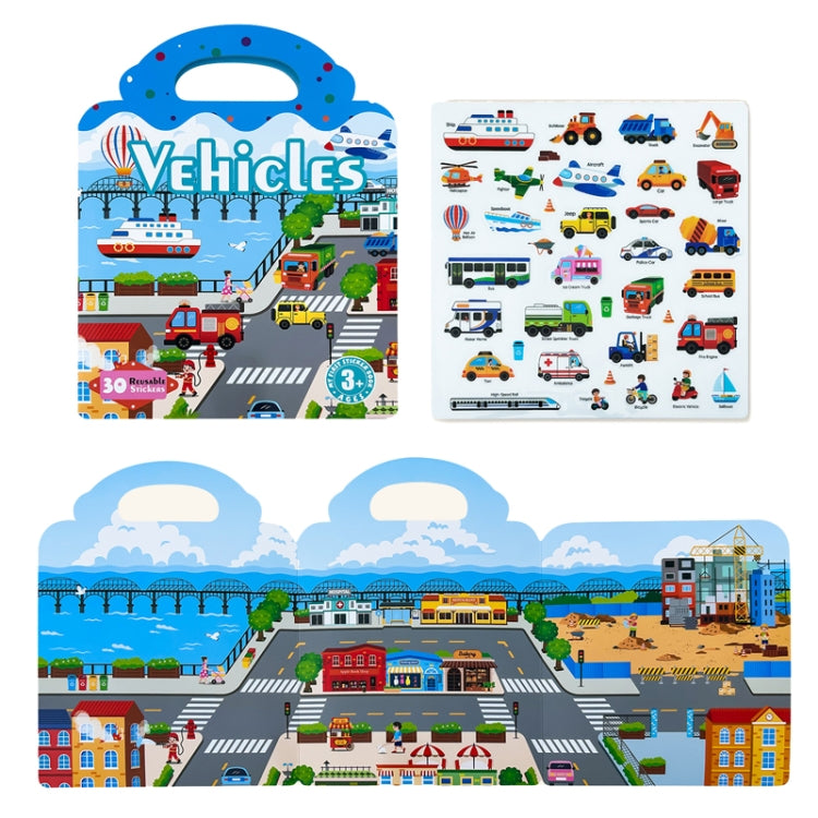 Kids Fun Toys Jelly Sticker Book Reusable Sticker Early Learning Baby Enlightenment Educational Toy, Style: Vehicles