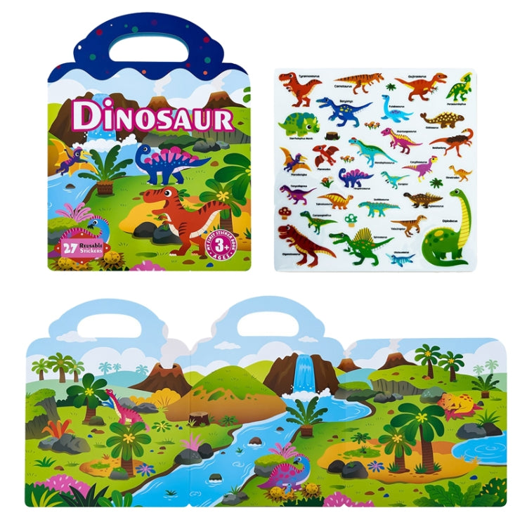 Kids Fun Toys Jelly Sticker Book Reusable Sticker Early Learning Baby Enlightenment Educational Toy, Style: Dinosaur