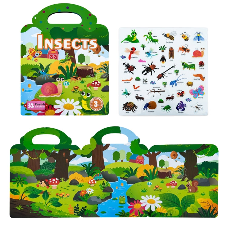 Kids Fun Toys Jelly Sticker Book Reusable Sticker Early Learning Baby Enlightenment Educational Toy, Style: Insect