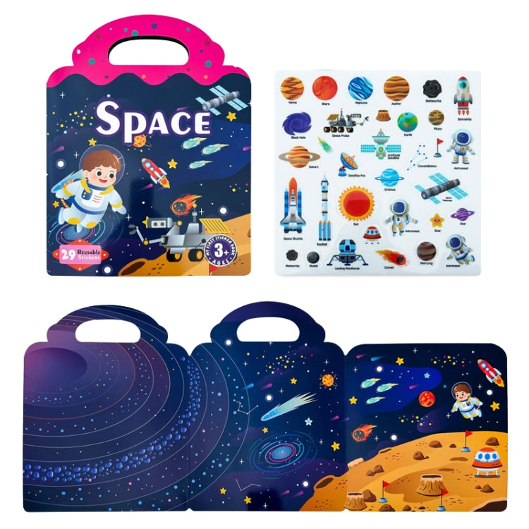 Kids Fun Toys Jelly Sticker Book Reusable Sticker Early Learning Baby Enlightenment Educational Toy, Style: Space