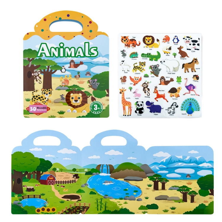 Kids Fun Toys Jelly Sticker Book Reusable Sticker Early Learning Baby Enlightenment Educational Toy, Style: Animals