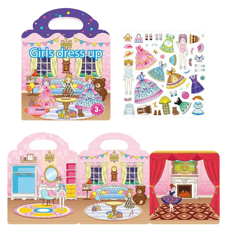 Kids Fun Toys Jelly Sticker Book Reusable Sticker Early Learning Baby Enlightenment Educational Toy, Style: Girls Dress Up
