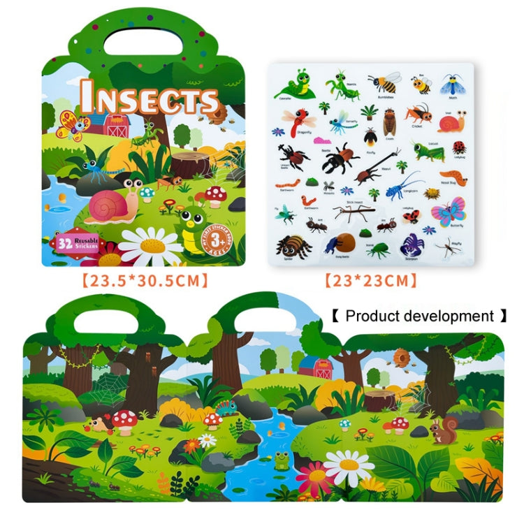 Kids Fun Toys Jelly Sticker Book Reusable Sticker Early Learning Baby Enlightenment Educational Toy, Style: Insect