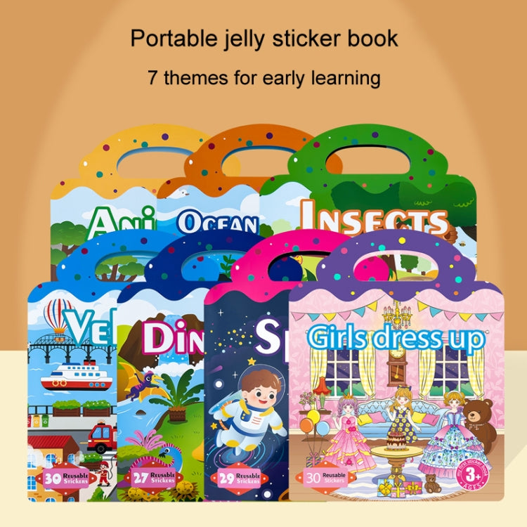 Kids Fun Toys Jelly Sticker Book Reusable Sticker Early Learning Baby Enlightenment Educational Toy, Style: Girls Dress Up